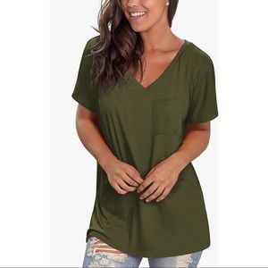 Shirt sleeve V neck casual t-shirt
